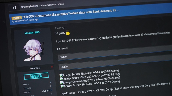 Hồ sơ của 300.000 sinh viên Việt Nam bị rao bán trên Internet - 1