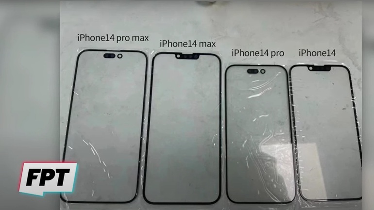 Hình ảnh tấm dán màn hình của loạt iPhone 14 hé lộ thiết kế mới của sản phẩm (Ảnh: Front Page Tech).